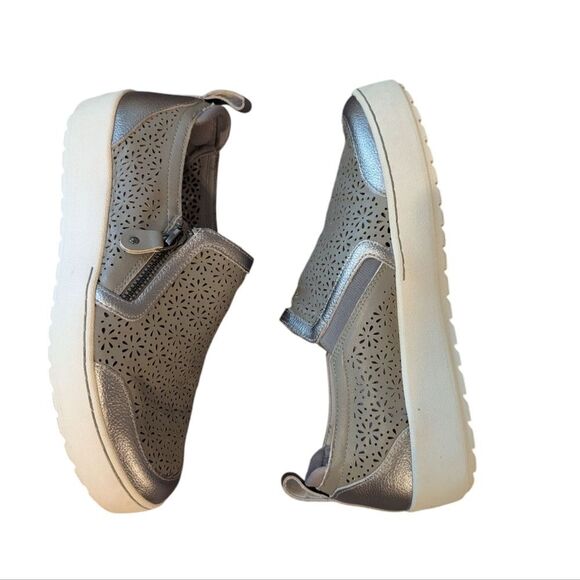 Jambu July silver‎ Leather floral Lazer cut sneaker Loafer shoe size 8 - Picture 4 of 10